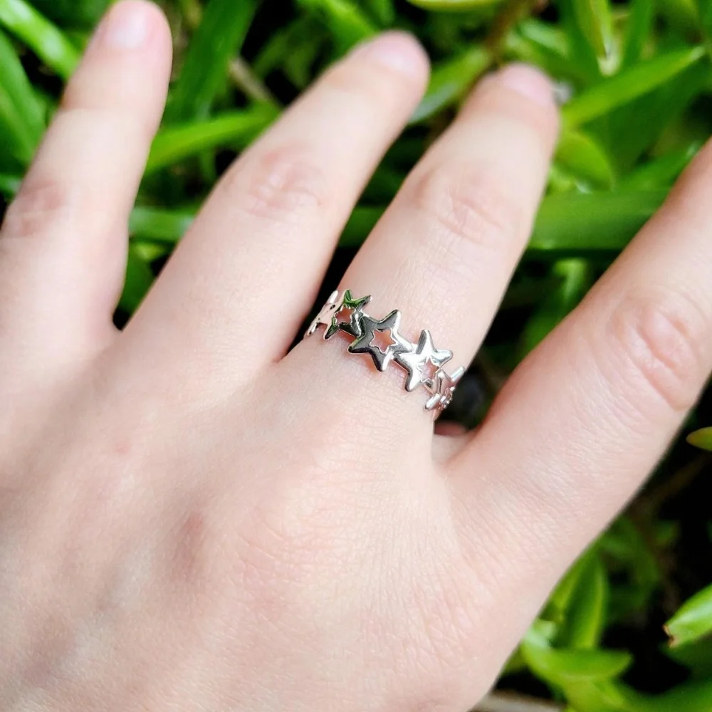 New Classic Silver Simple Dainty Star Ring Band and Toe Ring - Picture 6 of 7